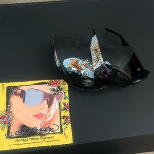 Authentic Ed Hardy White with Koi Fish Rhinestone Sunglasses EHS002 65-15